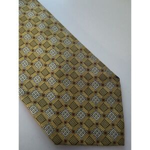 HICKEY FREEMAN COLLECTION Yellow Silk Textured Tie Made Italy 60"X 3‎ 3/4"